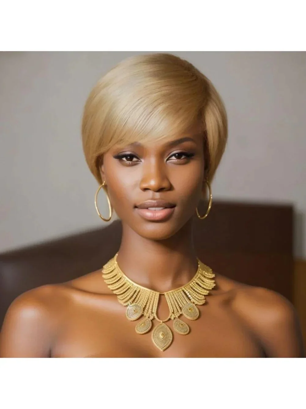 Blonde Pixie Cut Wig for Women - Short Layered Human Hair Bob, Glueless Style